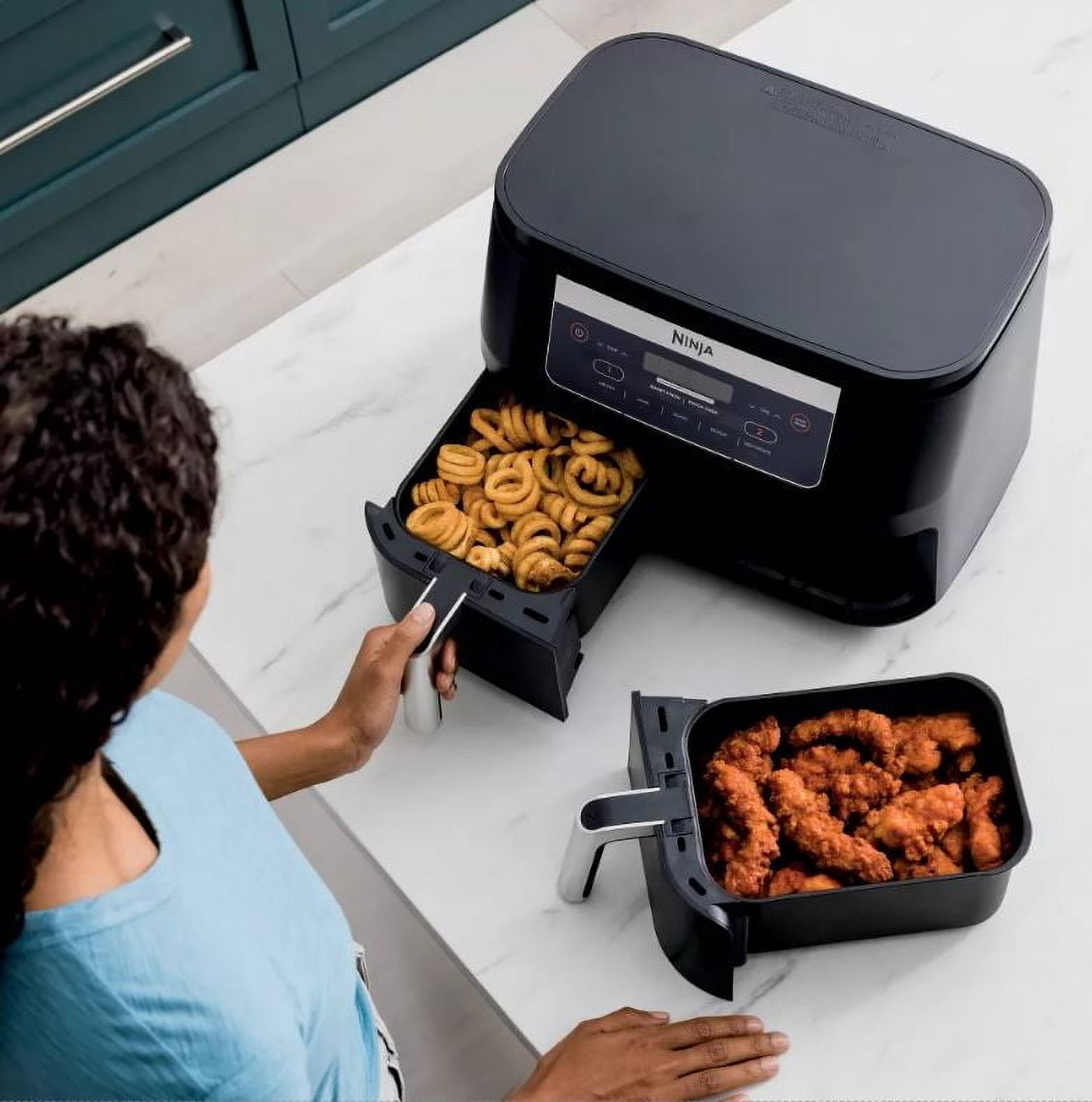 Ninja 6 qt 2-Basket Air Fryer, Black - Nonstick