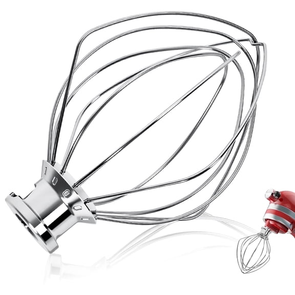 K45WW 6 Wire Whip Attachment for KitchenAid 4.5/ 5 Quart Tilt-Head Stand Mixer, Dishwasher Safe, Stainless Steel Whisk for Kitchen Aid Mixer Accessory Replacement Parts