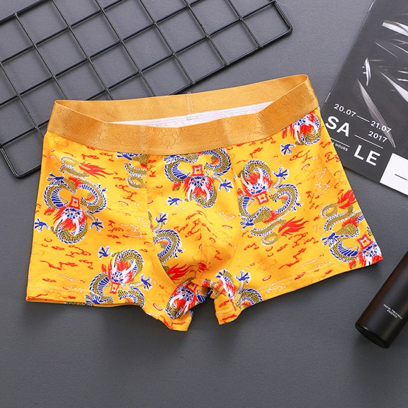 Fule Men Boxer Briefs Underwear Dragon pattern Loose Fit Comfortable Breathable