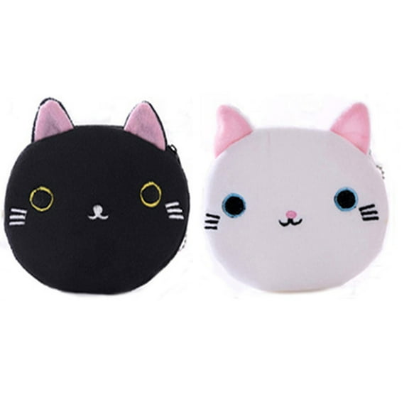 2 Pack Velvet Coin Purse Cute kitten Change Cash Bag Zipper Small Purse Wallets