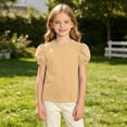 thumbnail image 4 of Teylalorva T-Shirt for Girls, Summer Trendy Puff Short Sleeve Crewneck Kids Cute Casual Tee Yellow Size 6, 4 of 7