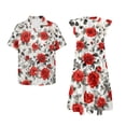 thumbnail image 4 of Uorisanigo Red Rose Matching Couple Outfits Valentine's Day Husban and Wife Clothing Men's Short Sleeve Shirt Hawaiian Shirts and Womens Summer Midi Dress Soft Party Dresses Size 2XS, 4 of 7