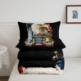 thumbnail image 5 of Manfei Jungle Eagle Queen Comforter Set,Vintage American Flag Comforter Sets Queen,Black,Black Reversible,3pcs,1 Comforter and 2 Pillowcases, 5 of 7
