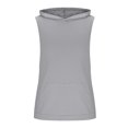 thumbnail image 4 of Ecqkame Men's Cotton Hooded Tank Top Sleeveless Solid Color Lightweight Casual Shirts Gym Workout Muscle Shirt 02-Gray XL, 4 of 6