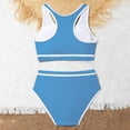 thumbnail image 4 of lnmuld Girls Contrast Sleeveless Trim Two Piece Swimsuit UPF 50+ Sun Protection Racerback High Waisted for Beach Pool Summer Swim Size:10-11 Years, 4 of 5