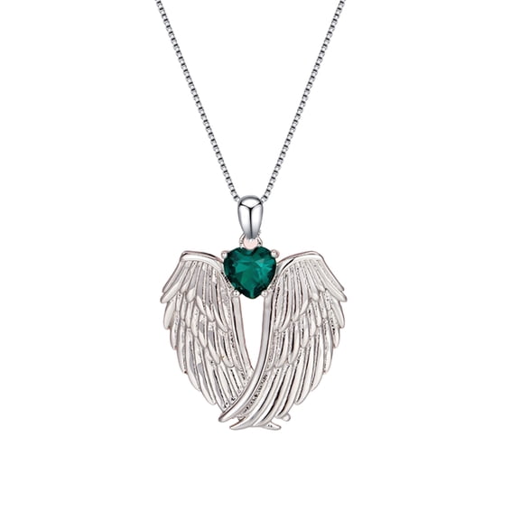 Joernso Angel Wings Necklace Rhinestone Hug Guardian Wings Pendant Necklace Zircon Birthstone Jewelry Gift for Her