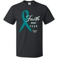 thumbnail image 3 of Inktastic Faith over Fear Ovarian Cancer Awareness with Teal Ribbon T-Shirt, 3 of 5
