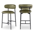 thumbnail image 2 of Meridian Furniture Lupita Olive Vegan Leather Counter Stool (Set of 2), 2 of 21