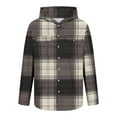thumbnail image 5 of Atogsazn Mens Casual Plaid Shirts Button Down Long Sleeve Hooded Shirt Tunic Tops with Pocket Outerwear Brown XL Fashion, 5 of 5