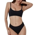 thumbnail image 1 of Conjunto de lencería sin costuras de 2 piezas con cuello en U para mujer: sujetador halter de cintura alta y braguitas, nailon/spandex, ropa de dormir/noche sexy, 1 of 8