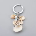 thumbnail image 2 of Electroplate Shell Keychain with Grade A Pearl Beads Natural Larimar Beads Iron Jump Ring Seashell Color Platinum 85mm, 2 of 2
