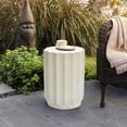 LuxenHome Concrete End Table with Accent Finish, Small Patio Indoor ...