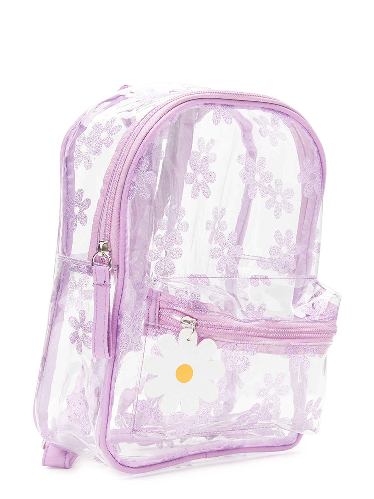 Wonder Nation Children's Daisy Glitter Print Clear Mini Dome Backpack, Purple - image 3 of 5
