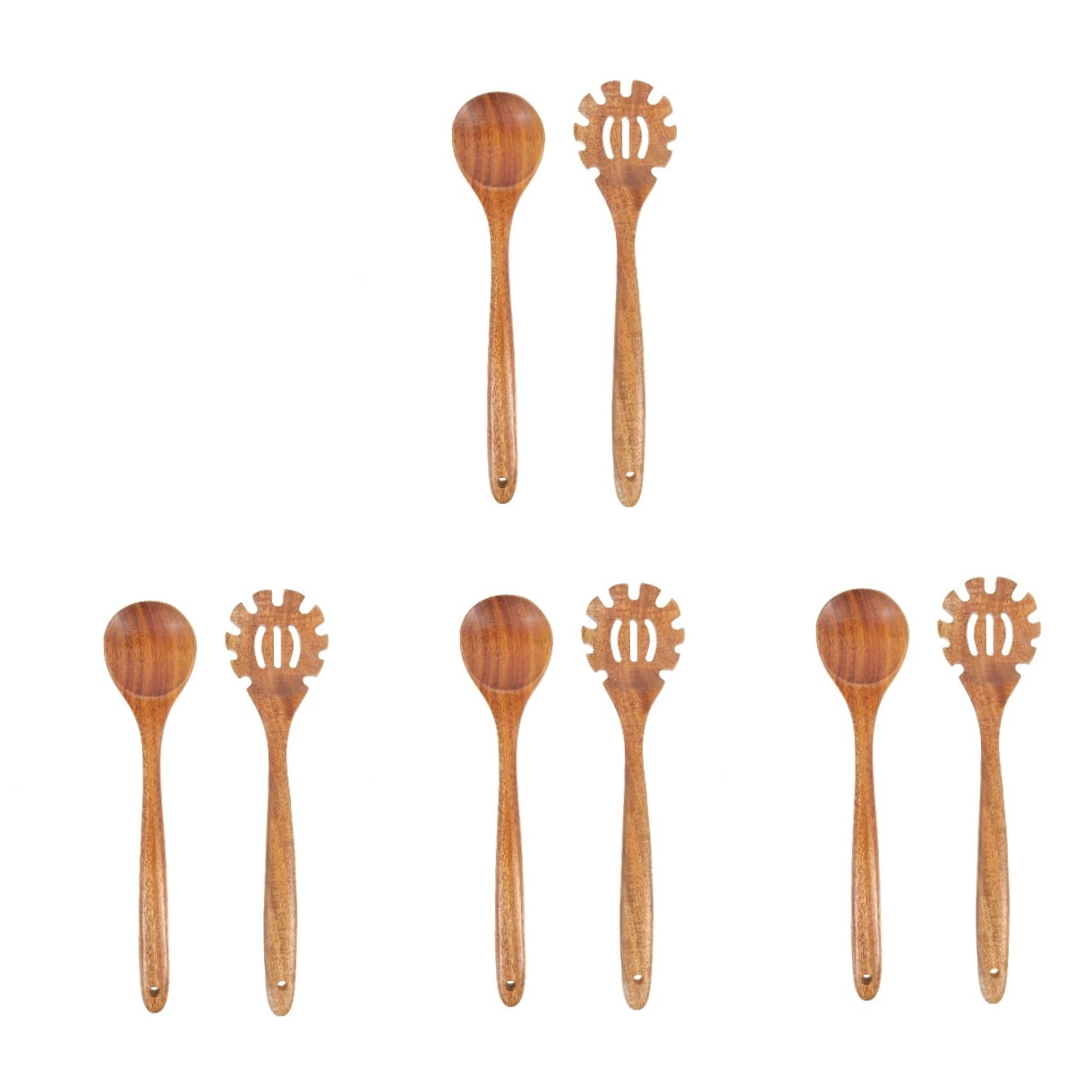 8 Pcs  Household Wooden Spoon Heat-resistant Wood Spoon Cooking Spoon Long Handle Wood Spoon