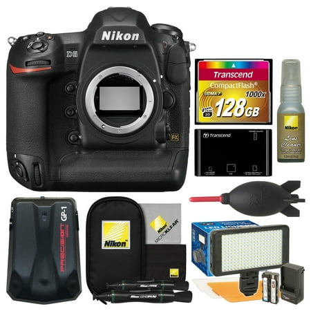 Nikon D5 Digital SLR Camera Body (Dual CF Slots) with 128GB Card + Reader + Video Light Set + GPS Adapter +