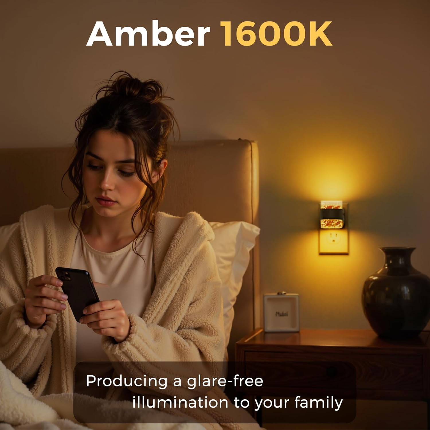 RGHJAR-Night Light, Bubble Night Lights Plug into Wall, 2 Pack Night Lights with Dusk-to-Dawn Sensor,Dimmable Amber Pulg in Nightlights for Rooms Bathroom Hallway