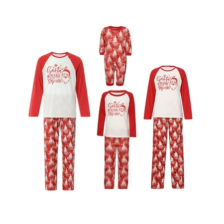 Aunavey Family Matching Christmas Pajamas Girls Boys Holiday Santa Tree Pajamas Kids Sleepwear Pjs
