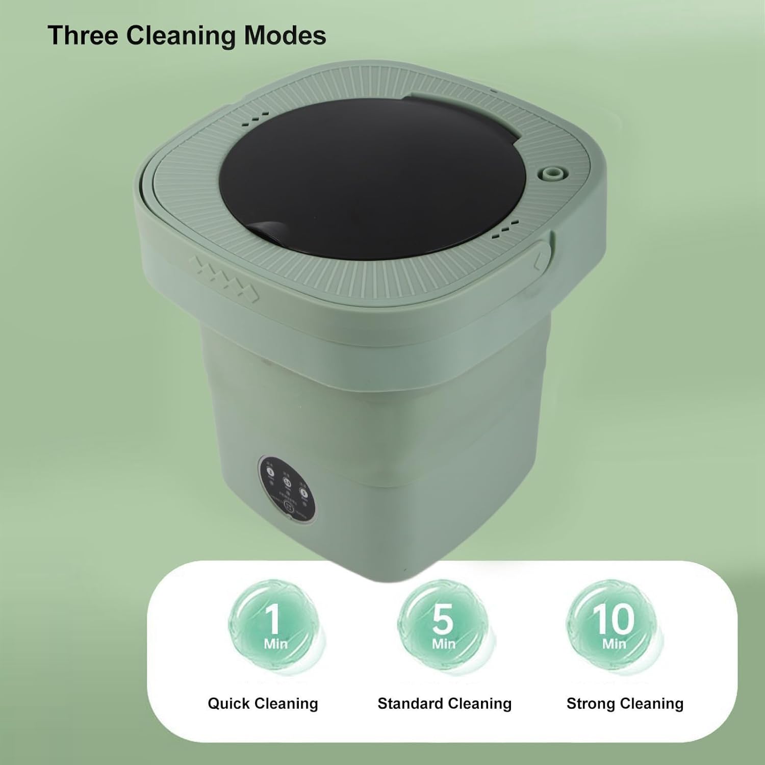 Foldable Washing Machine, 6.5L Portable Travel Folding Washing Bucket Mini Underwear Baby Clothes Small Items Washer with Spin Dryer for Apartments Dormitory Hotels(Green)