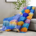 thumbnail image 5 of 2026 New Collection Flannel Blanket 1pc Coastal Seashell Throw Blanket - Soft Flannel All-Season Blanket with Deep Blue Oceanic Background., 5 of 8
