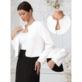 thumbnail image 2 of DARING DIVA Women's Tweed Long Sleeve Collarless Open Front Blazer XS White, 2 of 7