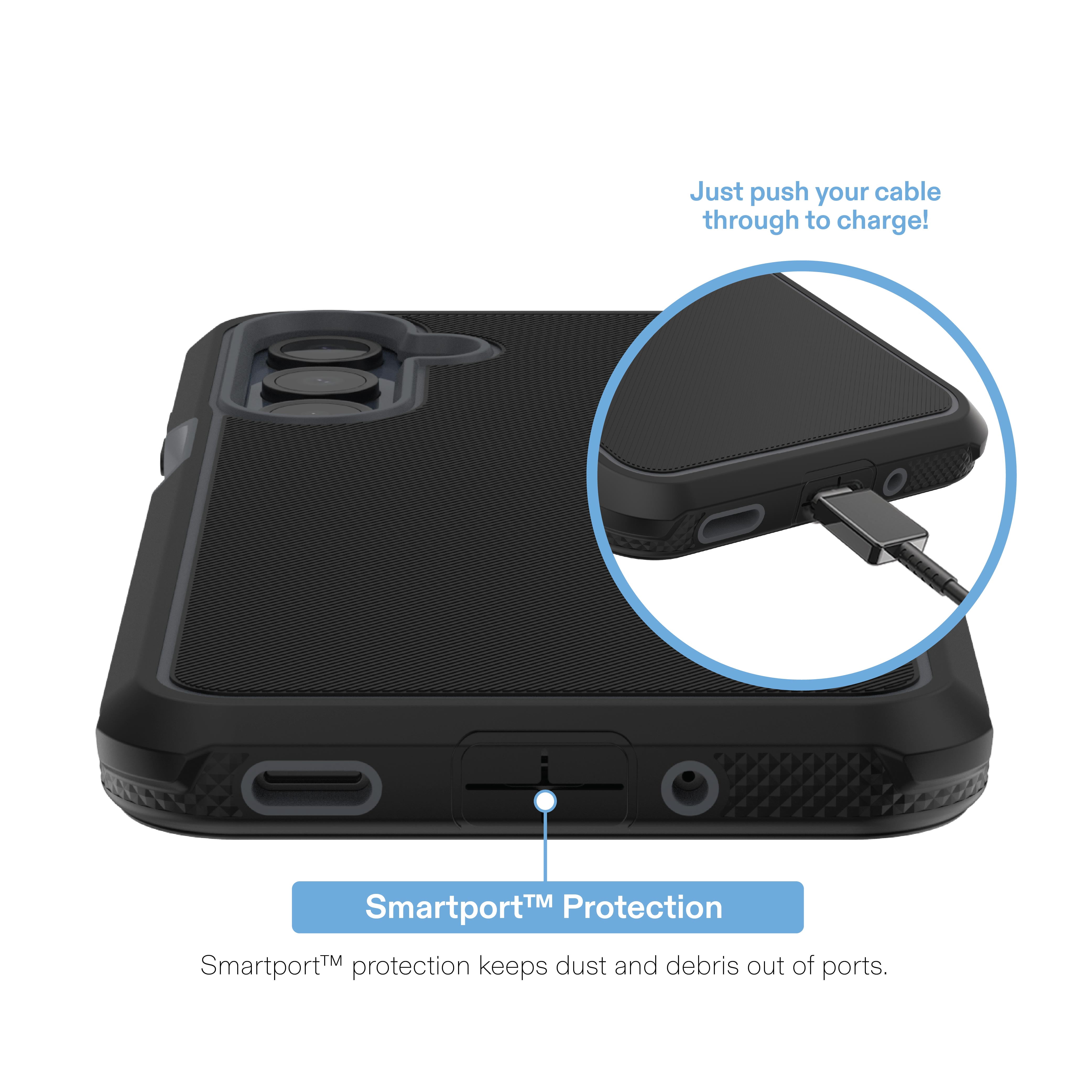 onn Slim Rugged Phone Case for Samsung Galaxy A16 5G - Black/Gray