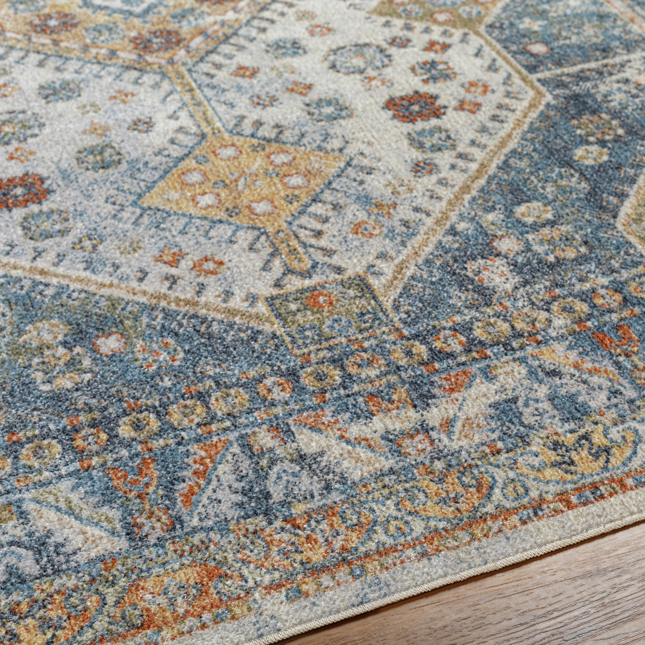 Livabliss Washable Rugs for Living Room, 7x9 Lillian Traditional Oatmeal Area Rug, Bedroom Dining Room Home Decor Stain Resistant Carpet (6'7" x 9')