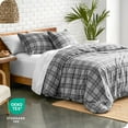 thumbnail image 4 of Bare Home Flannel Duvet Cover Set - 100% Flannel Cotton - Double Brushed - Twin/Twin XL, Stirling Plaid - Gray/White, 4 of 9