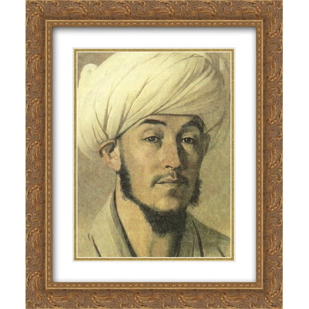Vasily Vereshchagin 2x Matted 20x24 Gold Ornate Framed Art Print 'Portrait of a man in a white turban'