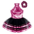 thumbnail image 3 of YONGHS Kids Girls Sparkle Hip Hop Jazz Dance Outfits Gymnastic Ballet Leotard Tutu Dress Rose 8, 3 of 6