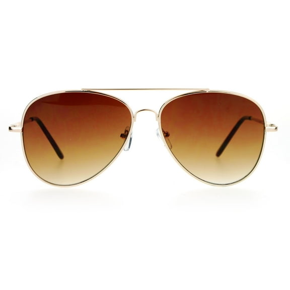 SA106 Mens Retro Ultra Flat Lens Metal Aviator Sunglasses Gold Brown