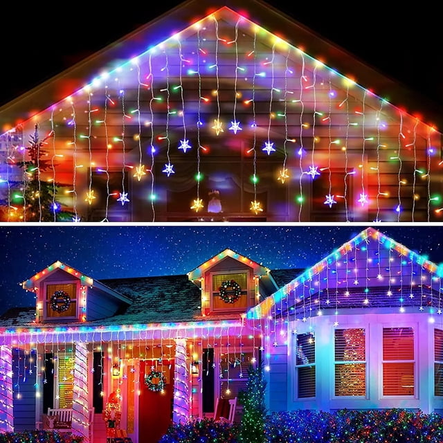 Luces navideñas con forma de estrella, carámbano Led para exteriores, 20m, 864 LED, 220V, enchufe europeo/estadounidense, decoraciones navideñas, cortina de guirnaldas 2024