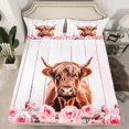 thumbnail image 3 of Feelyou 3D Brown Cow Twin Sheet Sets for Teen, Romantic Pink Rose Twin Fitted Sheet, 3pcs, 3 of 8
