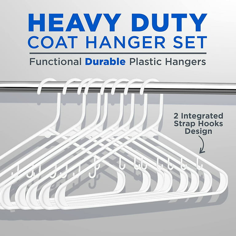 White Standard Plastic Hangers - Space Saving Durable Tubular Heavy Duty  Clothes Hanger Set Ideal for Laundry/Daily Use, Can Hold Up to 5.5 Lbs. for
