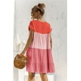 thumbnail image 2 of Nouveau Femmes Décontracté en Vrac Surdimensionné Robe Patchwork Manches Courtes Grands Volants Robe de Plage Robe, 2 of 2