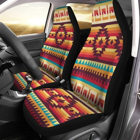 FMSHPON Set of 2 Car Seat Covers Aztec Pattern African Tribal Peru Universal Auto Front Seats Protector Fits for Car,SUV Sedan,Truck