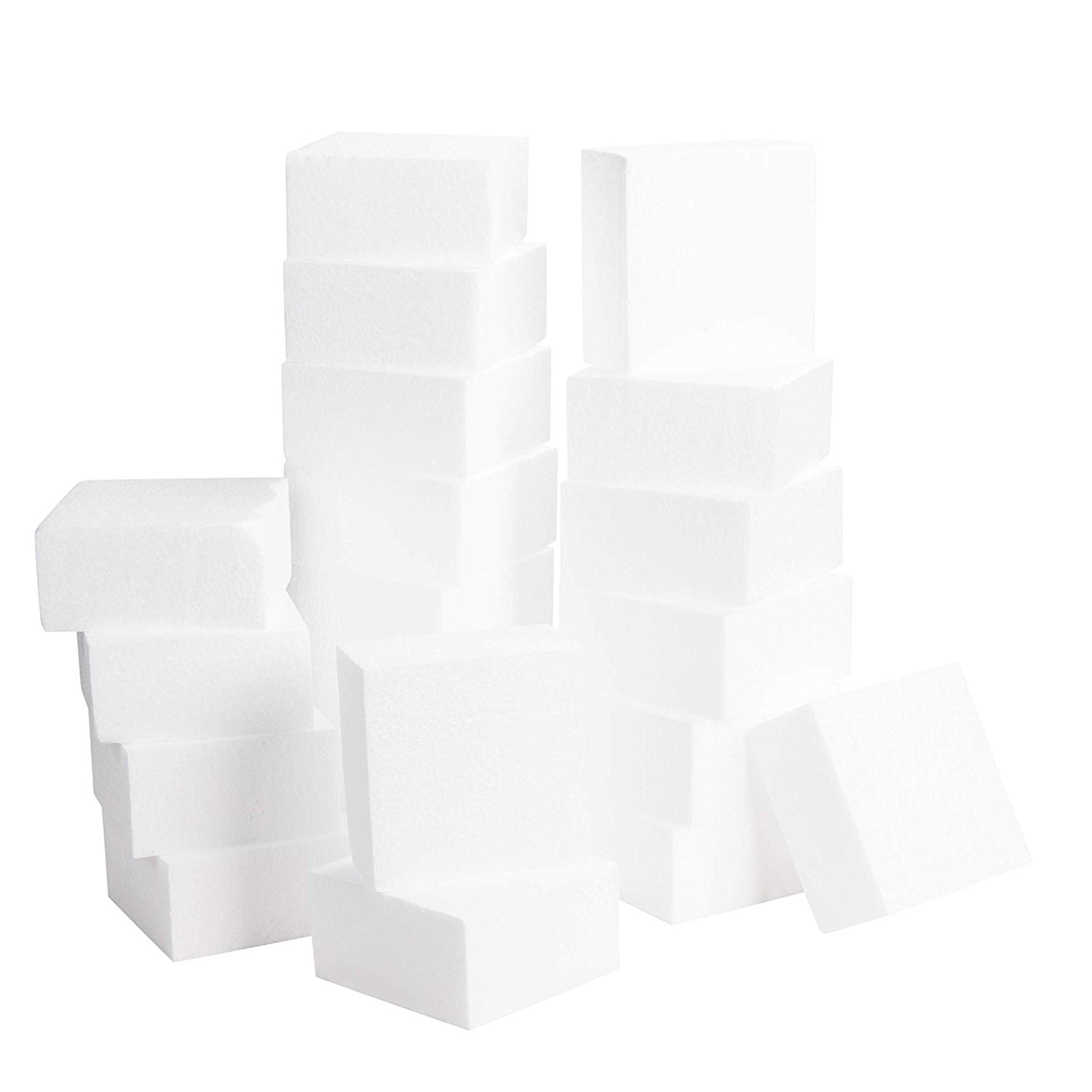 20 Pack Craft Foam Blocks, Polystyrene Square for DIY Arts and Supplies
