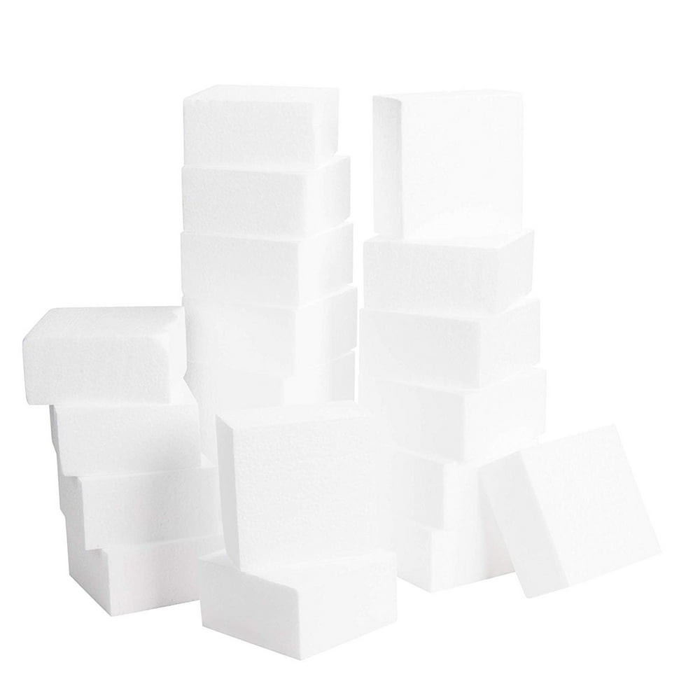 20 Pack Craft Foam Blocks, Polystyrene Square for DIY Arts and Supplies