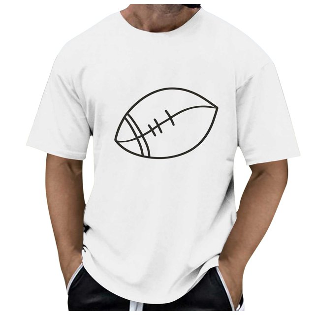 Men's T-Shirts Rugby Print Short Breathable Comfortable White Men's Fall Clothing size M