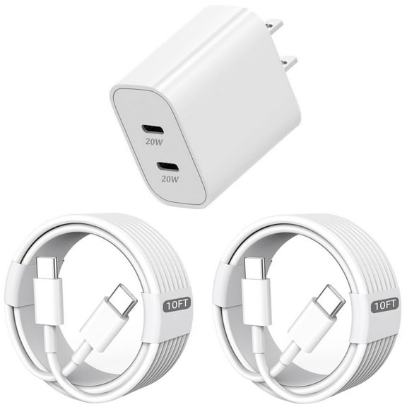 Cell phone accessories 20W Dual Port Fast Charger Block with 10FT Cable, Type C Fast Charging for IPhone16/15/Plus/Pro/Max,For ipad 13/12.9/11/10.9/Air 6/5/4/Mini 6th 8.3 Inch,for Samsung/LG/Motorla