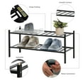 thumbnail image 6 of Quiqear Bamboo Shoe Rack, Stackable 2-Tier Shoe Storage, Black Shoe Rack Organizer for Closet, 9 Pairs, 6 of 10