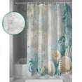 thumbnail image 3 of Small Stall Shower Curtain 36x78 Inch Narrow Half Size Teal Conch Coastal Bath Curtains Bathroom Decor Summer Beach Nautical Seaside Waterproof Fabric Shower Curtain Set with Hooks 36 Inch, 3 of 6