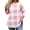 Pink-women's gingham top, variant on Dazajoo Plus Size Womens Off The Shoulder Shirts Paisley Plaid Stripe Colour Block Blouse Vintage 3/4 Length Sleeve Tops,Khaki,XXXL