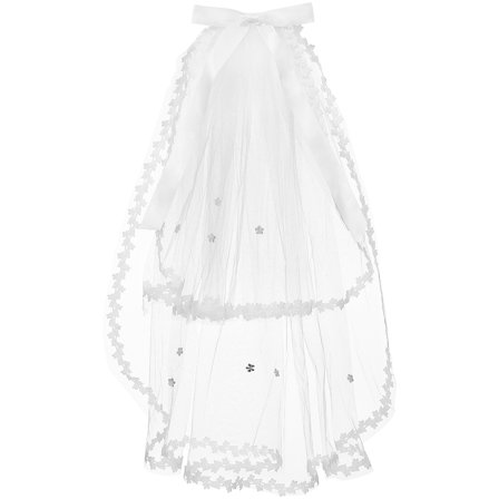 Himition Beaupretty Multi-layered Veil Crown Wedding Veil Flower Girls Crystal Tiara with Multi Tier Veil Festival Dress up Veil Hair Accessories (White)