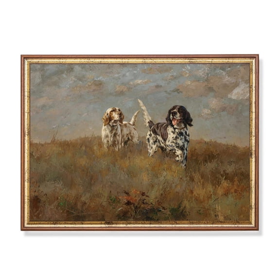 Vintage Setter Dogs Antique Style Animal Art Poster Home Decor, 8x12 UNFRAMED