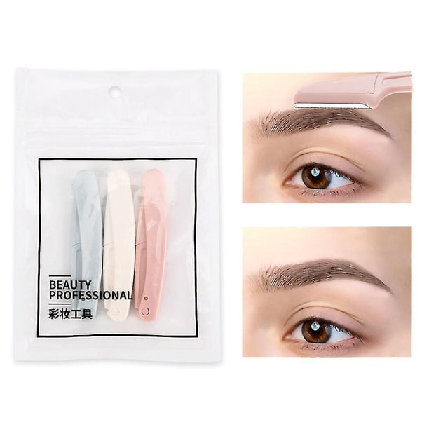 3 uds recortadora de cejas, juego de depilación plegable para mujeres, maquinilla de afeitar para cara, recortadoras de cejas, cuchillas, afeitadora, herramientas de maquillaje de belleza LingWen 8390615230216