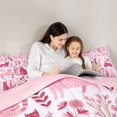 thumbnail image 4 of Homewish Kawaii Cat Animal Queen Comforter Set,Floral Plants Comforter Sets Queen,Pink,Pink Reversible,3pcs,1 Comforter and 2 Pillowcases, 4 of 7