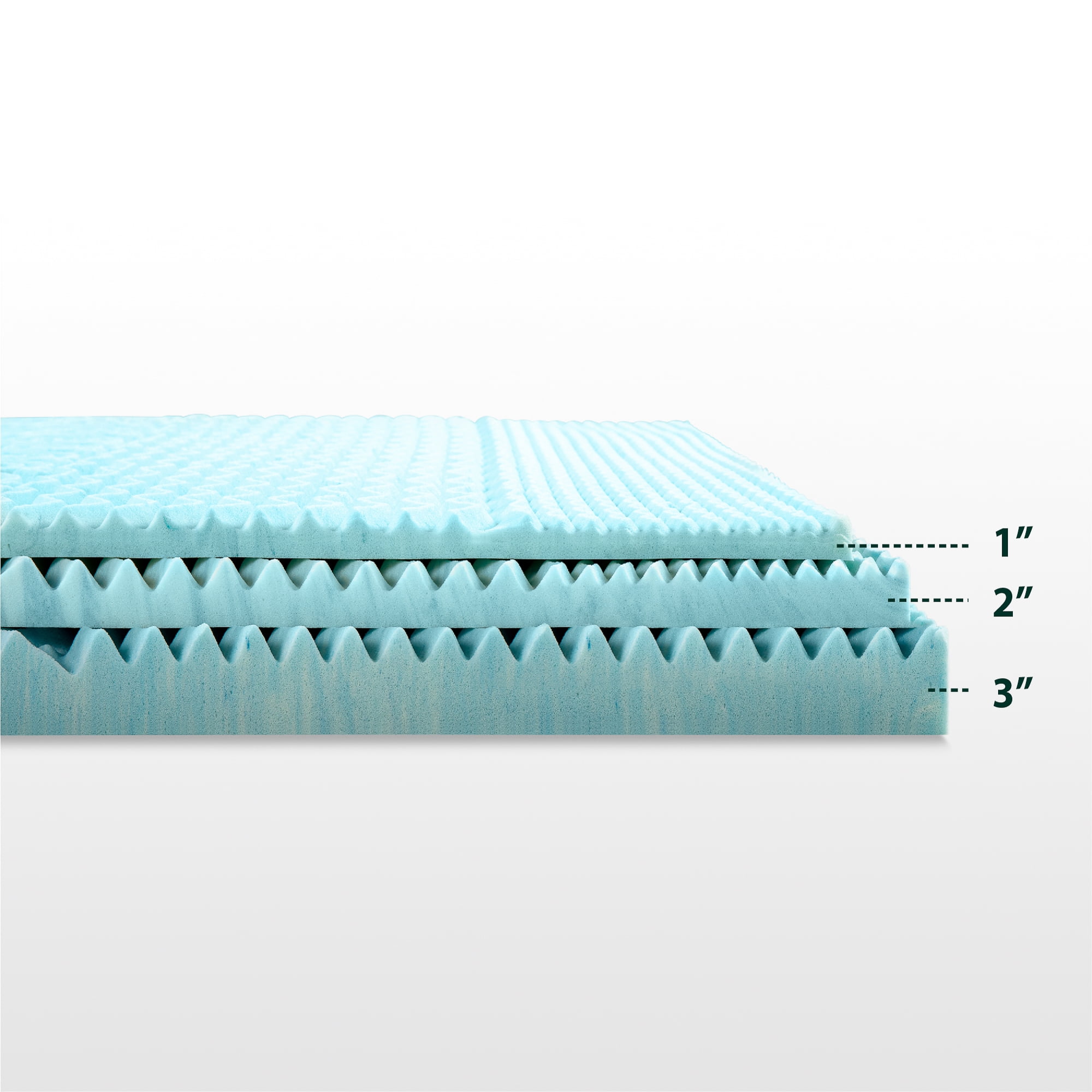 Zinus Spa Sensations 3" Green Tea Gel Memory Foam Zoned Support Mattress Topper, Queen