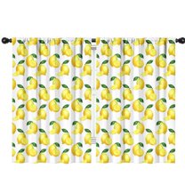 Blackout Kids Curtains,Yellow Lemon Fruit Slices White Pattern Childrens Insulated Curtains Set Of 2,Bedroom Essentials,Toddler Room Decor 42"x63"
