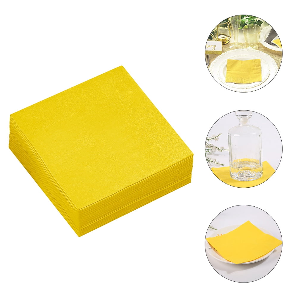 UPKOCH Bright Yellow Design Napkins For Birthday 80Pcs 6.5x6.5in