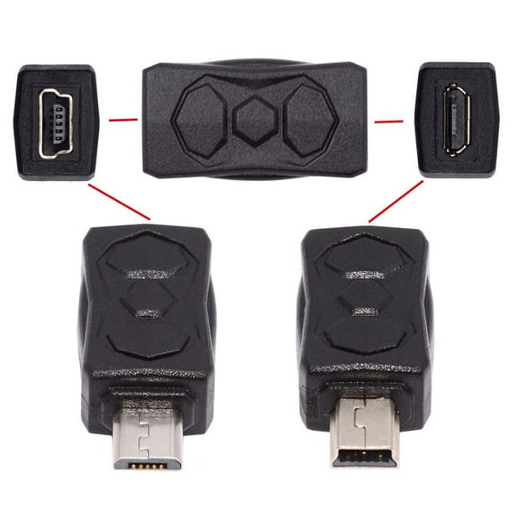 CY 3pcs/lot Micro USB 2.0 to Mini USB 5Pin Male to Female Extension Data Power Adapter